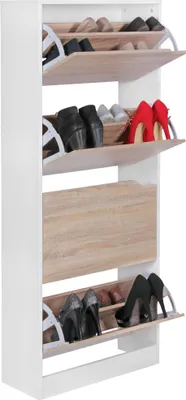 Produktbild von Schuhschrank mit 4 Fächern zum Klappen Schuhkommode 150 cm Schuhregal für 24 Paar Schuhe Kommode Schuhkipper modern