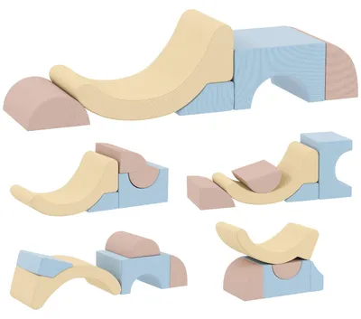 Produktbild von 5-teilige Schaumstoff-Kletterblöcke für Kinder | Farbe: Blau, Braun