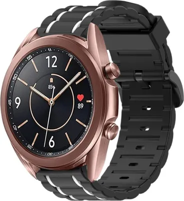Produktbild von Strap-it Samsung Galaxy Watch 3 41mm Sport Schnallenarmband (Schwarz/Weiß)