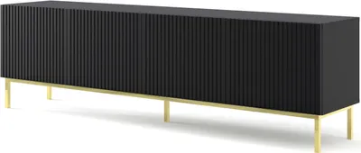 Productafbeelding van FURNLUX TV-meubel Ravenna B, zwart en goud, 200 cm / Hoofdkleur: zwart / Afmetingen: 200 x 58 x 42 cm
