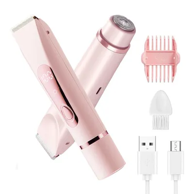 Produktbild von Damen Bikini-Trimmer & Rasierer-Set,2-in-1 nass/trocken,kabelloser elektrischer Körperhaar-Trimmer für Gesicht,Lippen,Kinn,Intimbereich,Achseln,Beine
