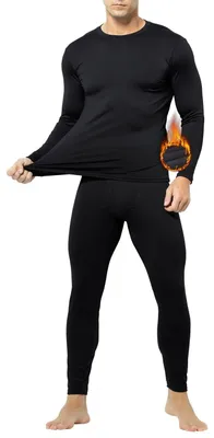 Imagen del producto de Conjunto de ropa interior térmica ultraligera para hombre con forro polar interior