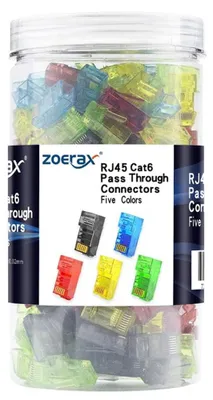 Obrázek produktu pro Konektor RJ45, průchozí provedení, kompatibilní s Gigabit Ethernet, různé barvy