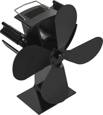 Produktbild von Wärmebetriebener Ofenventilator für Holz-/Holzbrenner/Kamin 4-Blatt erhöht 80% mehr warme Luft als 2-Blatt-Ventilator,Schwarz