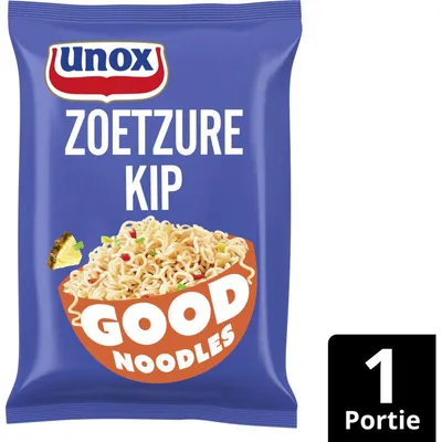Immagine prodotto di Unox Good Noodles Zoetzure Kip 75g – Noodles istantanei asiatici al sapore di pollo in agrodolce