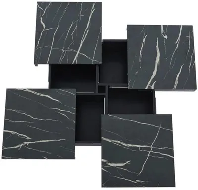 Image de Table basse carrée avec espace de rangement - Noire - 90x90x25 cm - Pour salon