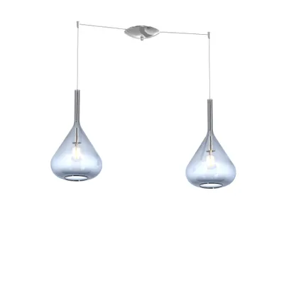 Immagine prodotto di Sospensione Contemporanea Kona Metallo Cromo Vetro Blu 2 Luci E27