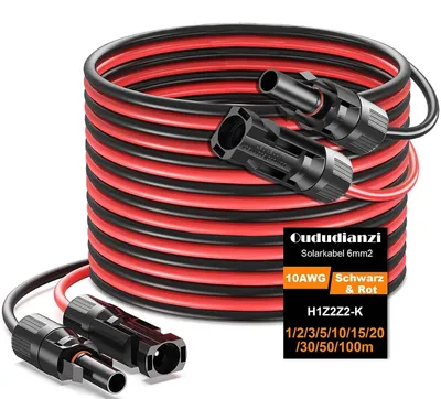 Produktbild von 2 x 30 Meter Solarkabel, 6 mm² - Kabel für Photovoltaikanlagen