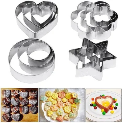 Produktbild von Koekjesvormpjes aus Edelstahl, 12 Stück, mit Herzformen