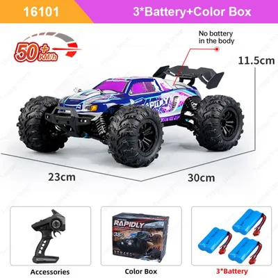 Produktbild von Ferngesteuertes RC-Auto 16101 Pro - Offroad-Monstertruck - 1:16 - 4WD - 70 km/h - LED-Beleuchtung - Drift - Lila