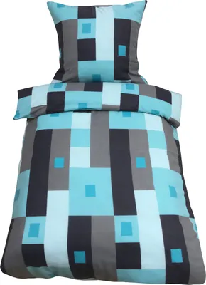 Produktbild von 3 teilig Bettwäsche 200 x 200 cm türkis anthrazit grau Thermofleece Winter Set