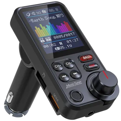 Bluetooth FM-Zender, 1,8" Display, Freisprecheinrichtung, QC3.0