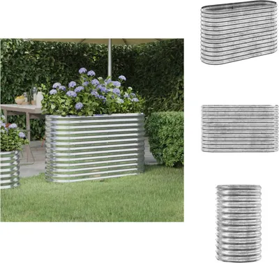 Image de vidaXL Lit surélevé Acier revêtu par poudre 114x40x68 cm Argenté - Pots de fleurs & Jardinières
