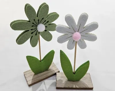 Produktbild von Filzblume 18,7x4,5x9cm, mit großen Blättern