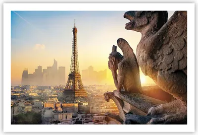 Produktbild von Poster - Poster ohne Rahmen - Wasserspeier Turm Eiffel - 91,5x61 cm - Wand Bild - Wanddeko - Wandbilder - Kunstposter - Wandposter - Bilder - Kunstdruck - Wanddekoration - Wandbild - P2XAA91x61-4633