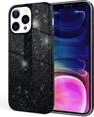 Produktbild von NALIA Robuste Glitzerhülle für iPhone 13 Pro Max, Stoßfeste Glänzende Glitzer Schutzhülle Verstärkte Silikonhülle Schwarz