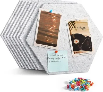 Produktbild von Famanu Filz Pinnwand selbstklebend - Sechseck-Design, 30 cm x 26 cm