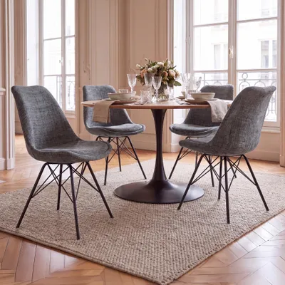 Produktbild von riess-ambiente Stuhl SCANDINAVIA MEISTERSTÜCK grau schwarz Chenille Metallgestell Esszimmerstuhl