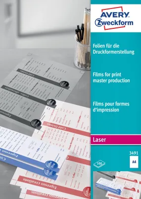 Zdjęcie produktu dla Avery Zweckform - Transparent matte polyester film - klar - A4 (210 x 297 mm) - 100 Blatt (3491)