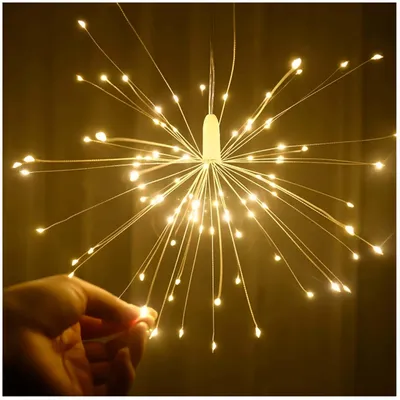 90 LED Starburst Lichter, Fernbedienung, 8 Modi, warmweiß, batteriebetrieben