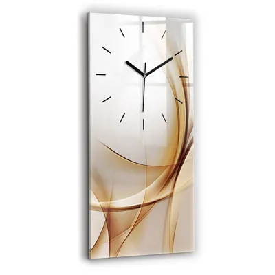 Produktbild von Wallfluent Wanduhr – Stilles Quarzuhrwerk - Uhr Dekoration Wohnzimmer Schlafzimmer Küche - Zifferblatt mit Strichen - schwarze Zeiger - 30x60 cm - Goldene Abstraktion