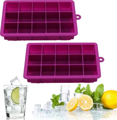 Produktbild von Eiswürfelformen 2 Stück, Silikon, Stapelbar Mit Deckel, Für Cocktails Whisky Und Fruchtsaft