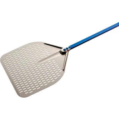 Immagine prodotto di Paletta per pizza Gi.Metal - 33 x 33 cm - forata - manico: 60 cm - alluminio (anodizzato)