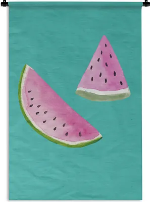 Produktbild von MuchoWow® Wandteppich Wandbehang Wassermelone - Aquarell - Blau 120x180 cm Tapisserie Dekoration Wandtuch - Schlafzimmer - Dekorationen für das Haus