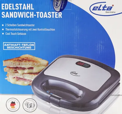 Produktbild von ELTA Edelstahl Sandwichtoaster, ST-102, Edelstahl/Schwarz