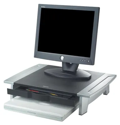 Image de Support d'écran - Réglable 100 à 150 mm - Jusqu'à 36 kg - Noir et argent - Pour bureau et ordinateur portable