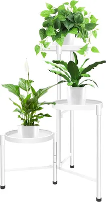 Immagine prodotto di Portavasi metallico, scaffale per fiori, altezza 115 cm - Antiruggine - Per interni ed esterni - Decorazione per giardino e balcone