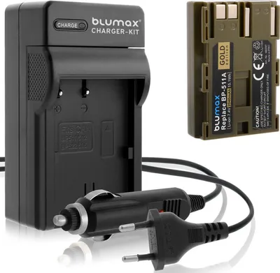 Produktbild von 1x Akku + Lader für Canon BP-511 EOS 50D D60 MV700 750 2040 mAh (7,2V)