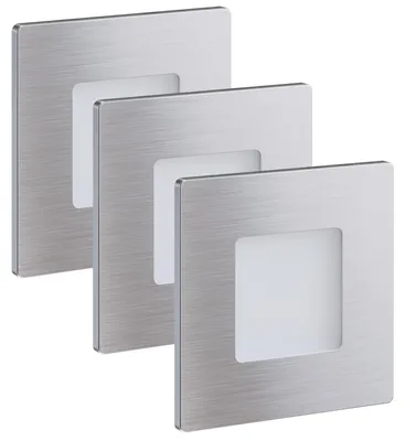 Zdjęcie produktu dla Zestaw 3 wpuszczanych reflektorów LED, oświetlenie schodów, 230V, 1W, ciepła biel