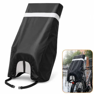 Produktbild von Regenschutz Fahrradkindersitz 420D Oxford – 85x55-65cm, wasserdicht, Reflektoren | Gummizug für Rückbank