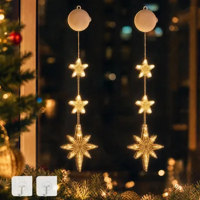 Weihnachts-Fensterbeleuchtung Polarstern, warmweiß, 1 Stück