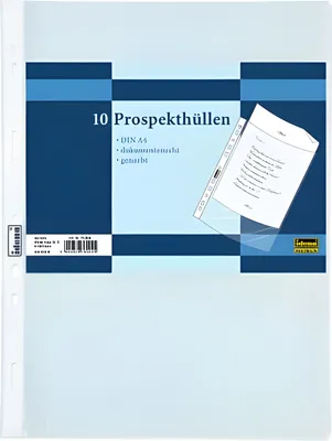 Produktbild von Idena Prospekthüllen aus Kunststoff genarbt 60µ DIN A4 10 Stück