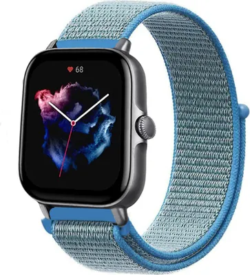 Produktbild von Strap-it Amazfit GTS 3 Nylonarmband (Blau)