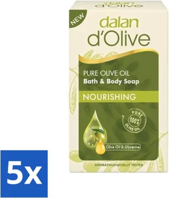 Produktbild von Dalan d'Olive - Reine Olivenölseife - 200 Gramm - 1 Seifentablette - Vorteilspack - 5 Stücke