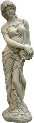 Produktbild von Schöne Frau mit Krug Wasserspeier aus Steinguss perfekt für den Teich die Terasse oder den Garten ist Witterungsbeständig und Neu 116cm H, PO-790