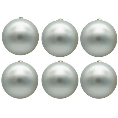 Produktbild von 6 x Weihnachtskugeln für den Außenbereich, frostsicher und wetterfest Ø 12 cm silber matt - Christbaumkugeln für Draußen - Weihnachtsbaumkugeln