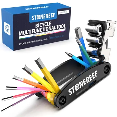 Productafbeelding van Fietsgereedschap multitool - 16-in-1 - CRV-staal - Inbussleutels 2-6 mm - Compact voor fiets