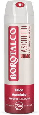 Produktbild von 6x Borotalco für Männer Spray, Bernstein trocken, alkoholfrei, mit absolutem Talk absorbiert Schweiß, 150 ml + Italian Gourmet Polpa 400g