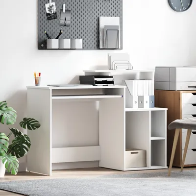 Produktbild von Desgin Schreibtisch mit Stauraum Weiß 120.5x44x88.5 cm Holzwerkstoff - Schreibtische 869474