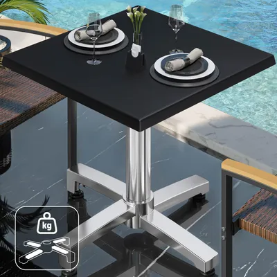 Produktbild von WBO | Bistro Außen Tisch | B:T:H 60 x 60 x 78,5 cm | Schwarz  / Aluminium | Quadratisch | Zusatzgewicht | Bistro Tisch Gastro Tisch