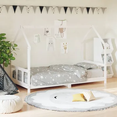 Zdjęcie produktu dla Łóżeczko białe 90x190 cm lite drewno sosnowe