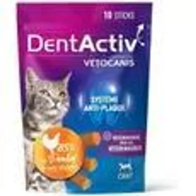 Produktbild von DentActiv - 10 Sticks - VETOCANIS - Mundhygiene-Sticks mit Hühnergeschmack für Katzen