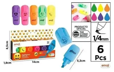 Productafbeelding van Emoji-markeerstiften, 6 kleuren, mix