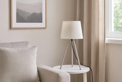 Obrázok produktu pre Braytron 3-nohá bočná lampa 48 cm s päticou E27 Moderná s tienidlom Stojacia lampa do obývačky Biela