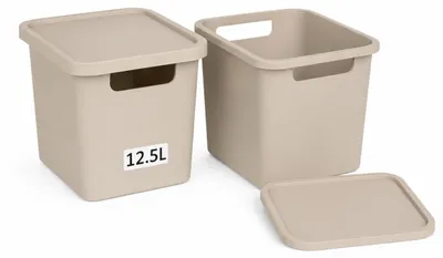 Produktbild von Plastard Aufbewahrungsbox mit Deckel 2er-Set 12,5 Liter in Beige