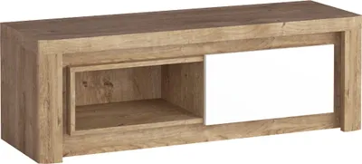 Produktbild von MIRJAN24 TV-Lowboard Livinio L-10, TV-Schrank mit LED Beleuchtung, Stilvoll Wohnzimmer Highboard (Farbe: Ribbec / Weiß Hochglanz)